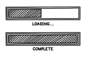 Progress loading bar. Infographics design element with status of completion. Hand drawn vector illustration