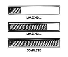 Progress loading bar. Infographics design element with status of completion. Hand drawn vector illustration