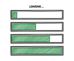 Progress loading bar. Infographics design element with status of completion. Hand drawn vector illustration