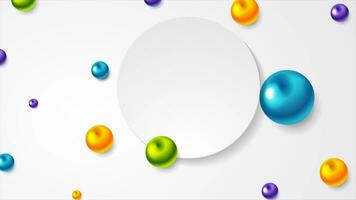 Colorful glossy beads and white blank circle video animation