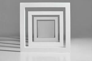 Showcase layout of square frames of different sizes on gray background photo