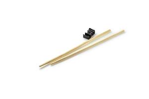 Disposable bamboo chopsticks with plastic training holder for beginners photo