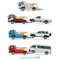 Set of Tow Truck and Broken Car vector