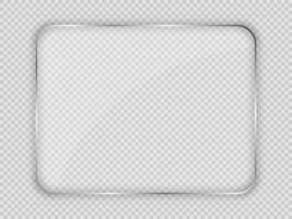 Glass plate in rounded rectangular frame isolated on background. Vector illustration.
