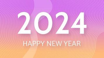 2024 Happy New Year background.  Modern greeting banner template with white 2024 New Year numbers on violet abstract background with lines. Vector illustration