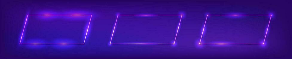 Neon rectangular frame with shining effects vector