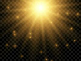 Sunlight on a background. Isolated yellow rays of light. Vector illustration