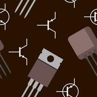 editable vector de transistor ilustración símbolo sin costura modelo con oscuro antecedentes para decorativo elemento de electrónico o eléctrico relacionado diseño