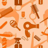 Editable Outline Style Barber Equipment Vector Illustration Icons Seamless Pattern for Creating Background and Decorative Element of Hairdressing Related Design