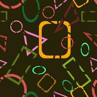 Editable Abstract Vector of Soft Color Geometrical Shapes Seamless Pattern With Dark Background for Decorative Element