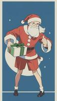Santa Claus With Christmas Present Anime Style photo