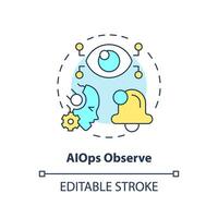 2D editable AI ops observe icon representing AI ops, isolated vector, multicolor thin line illustration. vector