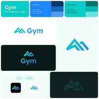 Health club gradient line business logo. High mountain simple icon. Brand name. Motivation and development business values. Design element. Visual identity. Lexend font used. Suitable for app vector