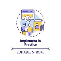 2D editable multicolor icon implement in practice concept, isolated vector, health interoperability resources thin line illustration. vector