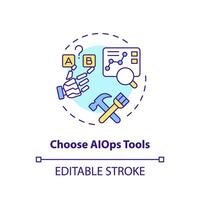 2D editable choose AI ops tools icon representing AI ops, isolated vector, multicolor thin line illustration. vector