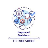 2D editable multicolor icon improved decisions concept, isolated vector, health interoperability resources thin line illustration. vector