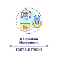 2D editable IT operation management icon representing AI ops, isolated vector, multicolor thin line illustration. vector