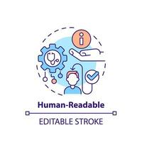 2D editable multicolor icon human-readable concept, isolated vector, health interoperability resources thin line illustration. vector
