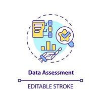 2D editable data assessment icon representing AI ops, isolated vector, multicolor thin line illustration. vector