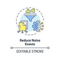 2D editable reduce noise events icon representing AI ops, isolated vector, multicolor thin line illustration. vector
