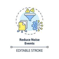 2D editable reduce noise events icon representing AI ops, isolated vector, multicolor thin line illustration. vector