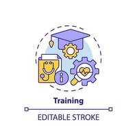 2D editable multicolor icon training concept, isolated vector, health interoperability resources thin line illustration. vector