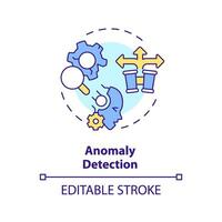 2D editable anomaly detection icon representing AI ops, isolated vector, multicolor thin line illustration. vector