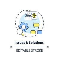 2D editable issues and solutions icon representing AI ops, isolated vector, multicolor thin line illustration. vector