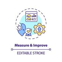 2D editable measure and improve icon representing AI ops, isolated vector, multicolor thin line illustration. vector