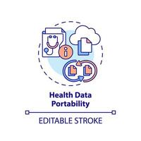 2D editable multicolor icon health data portability concept, isolated vector, health interoperability resources thin line illustration. vector