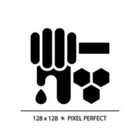 2d píxel Perfecto glifo estilo miel icono, aislado vector, silueta ilustración representando alergeno gratis. vector