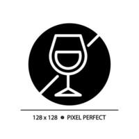 2D pixel perfect glyph style alcohol free icon, isolated vector, silhouette illustration representing allergen free. vector