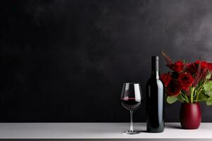rojo vino emparejamientos en elegante comida ajuste antecedentes con vacío espacio para texto foto
