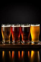 Craft beer flight sampler isolated on a gradient background photo