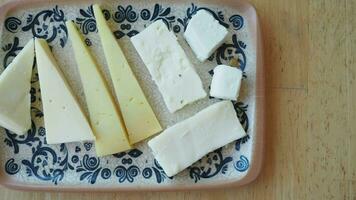 Cheese platter with different kinds of cheese video