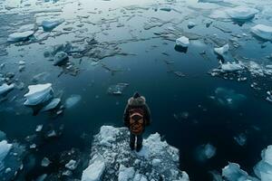 buzo sumergirse dentro glacial ártico aguas antecedentes con vacío espacio para texto foto