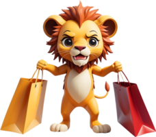 a animal holding a shopping bag ai generative png