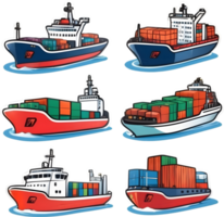 set of shipping   ships illustration ai generative png