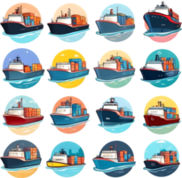 set of shipping   ships illustration ai generative png