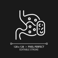 2D pixel perfect editable white digestive system with medicine icon, isolated monochromatic vector, thin line illustration representing metabolic health. vector