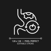 2D pixel perfect editable white digestive system with fruit icon, isolated monochromatic vector, thin line illustration representing metabolic health. vector