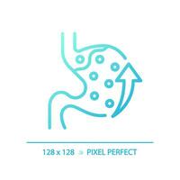 2d píxel Perfecto degradado ácido reflujo icono, aislado azul vector, Delgado línea ilustración representando metabólico salud. vector