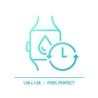 2D pixel perfect gradient smartwatch with water icon, isolated blue vector, thin line illustration representing metabolic health. vector