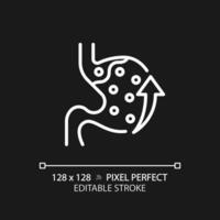 2D pixel perfect editable white acid reflux icon, isolated monochromatic vector, thin line illustration representing metabolic health. vector