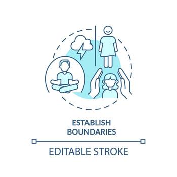 2d editable Delgado línea icono establecer límites concepto, monocromo aislado vector, azul ilustración representando codependiente relación. vector