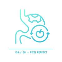 2D pixel perfect gradient digestive system with fruit icon, isolated blue vector, thin line illustration representing metabolic health. vector