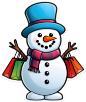 Snowman with Shopping bag ai generative png