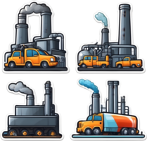 set of cartoon factory icons ai generative png