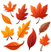 autumn leaves set, illustration, transparent background ai generative png