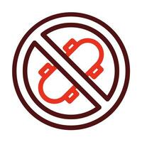 No Skating Vector Thick Line Two Color Icons For Personal And Commercial Use.